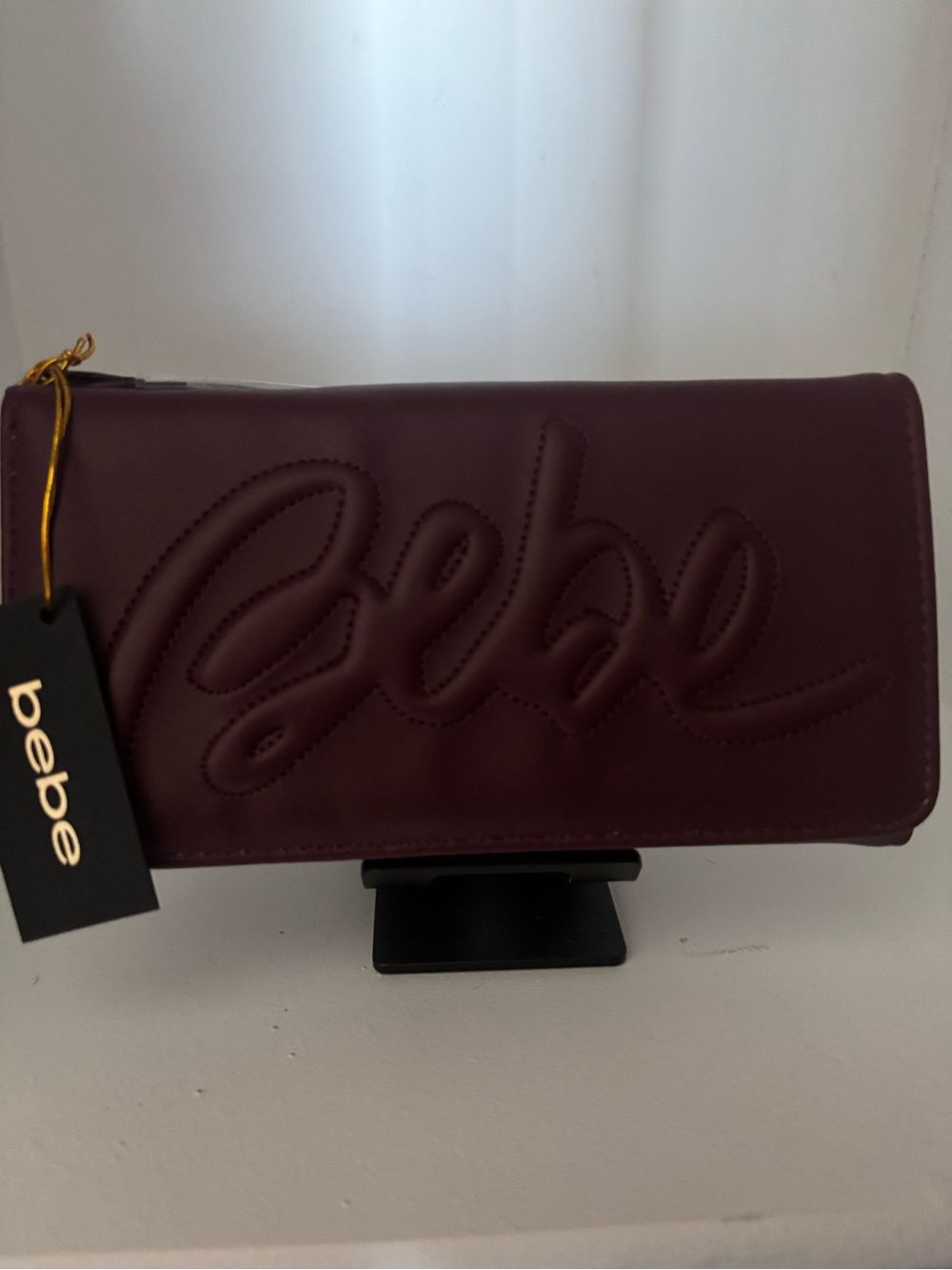 bebe Quilted Logo Continental Wallet - Plum